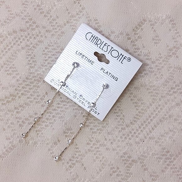 NEW Silver Plated Clear Crystal Long Drop Dangle Earrings Fashion Jewelry Gifts - Picture 1 of 4